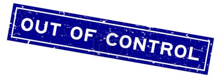 Ilustración de Grunge azul fuera de control sello de sello de goma cuadrada palabra sobre fondo blanco - Imagen libre de derechos