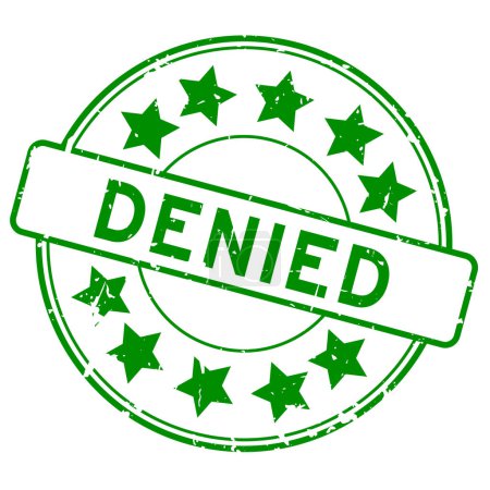 Illustration for Grunge green denied word with star icon round rubber seal stamp on white background - Royalty Free Image