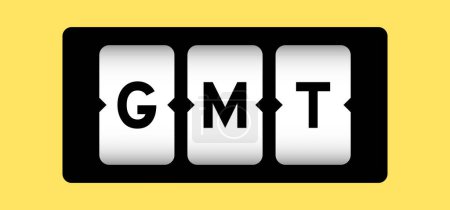 Couleur noire dans le mot GMT (abréviation de Greenwich Mean Time) sur la bannière de fente avec fond de couleur jaune