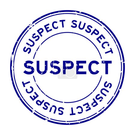 Grunge blue suspect word round rubber seal stamp on white background