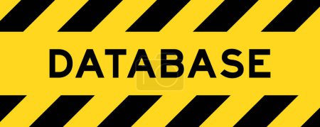 Yellow and black color with line striped label banner with word database