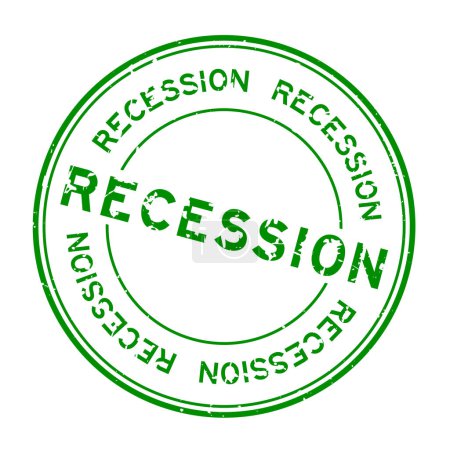 Grunge grüne Rezession Wort runde Gummidichtung Stempel auf weißem Hintergrund