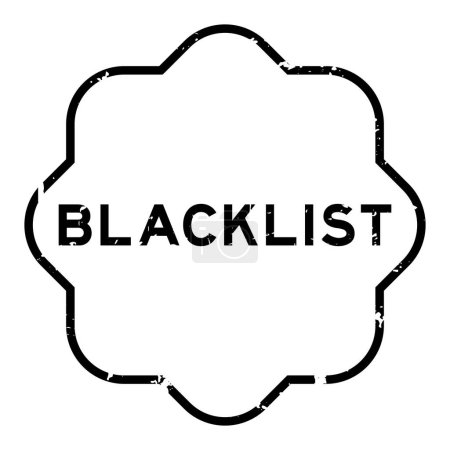 Grunge noir blacklist mot caoutchouc sceau timbre sur fond blanc