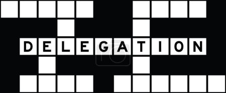 Illustration for Alphabet letter in word delegation on crossword puzzle background - Royalty Free Image