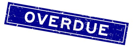 Illustration for Grunge blue overdue word square rubber seal stamp on white background - Royalty Free Image