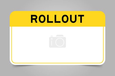 Beschriften Sie Banner mit gelber Überschrift mit Word Rollout und weißem Kopierraum auf grauem Hintergrund