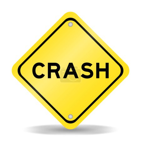 Gelbe Farbe Transportschild mit Wort Crash auf weißem Hintergrund