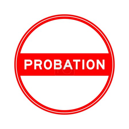 Red color round seal sticker in word probation on white background