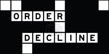 Alphabet letter in word order decline on crossword puzzle background
