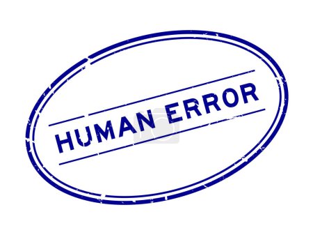 Ilustración de Grunge blue human error word oval rubber seal stamp on white background - Imagen libre de derechos