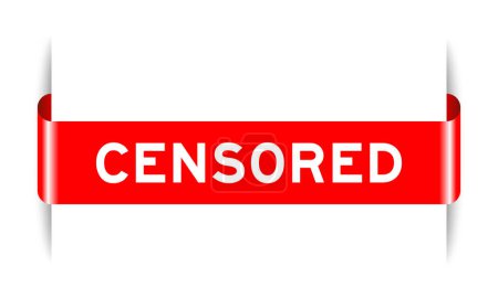 Banner de etiqueta insertado de color rojo con palabra censurada sobre fondo blanco