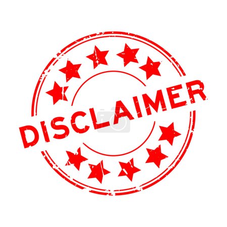 Illustration for Grunge red disclaimer word with star icon round rubber seal stamp on white background - Royalty Free Image