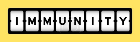Schwarze Farbe in Wort Immunität auf Schlitz-Banner mit gelbem Hintergrund