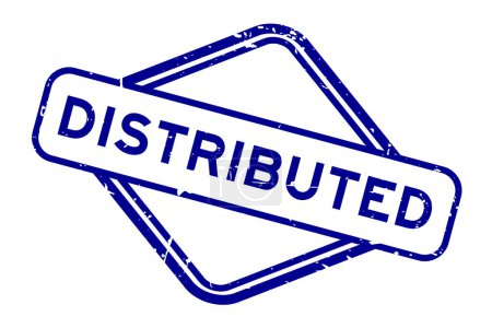Ilustración de Grunge azul palabra distribuida sello de goma sobre fondo blanco - Imagen libre de derechos