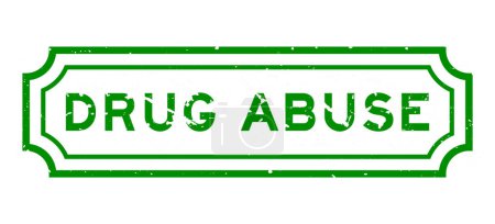 Grunge green drug abuse word rubber seal stamp on white background