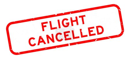 Grunge red flight cancelled word square rubber seal stamp on white background