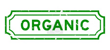 Téléchargez les illustrations : Grunge vert mot organique cachet en caoutchouc sur fond blanc - en licence libre de droit