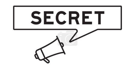 Téléchargez les illustrations : Icône mégaphone avec bulle de parole dans le mot secret sur fond blanc - en licence libre de droit