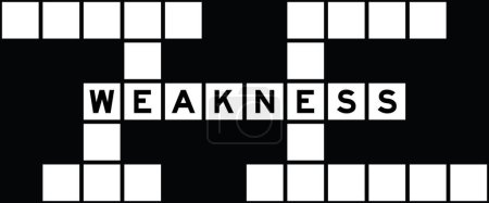 Alphabet letter in word weakness on crossword puzzle background