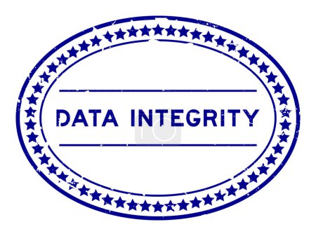 Ilustración de Grunge blue data integrity word oval rubber seal stamp on white background - Imagen libre de derechos