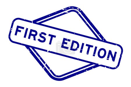 Grunge bleu première édition mot caoutchouc cachet timbre sur fond blanc
