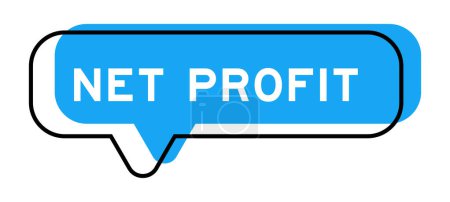 Speech banner and blue shade with word net profit on white background