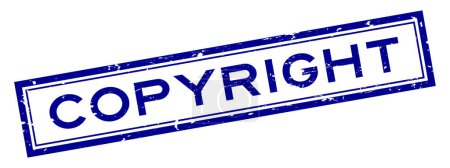 Ilustración de Grunge azul copyright palabra cuadrada sello de goma en fondo blanco - Imagen libre de derechos