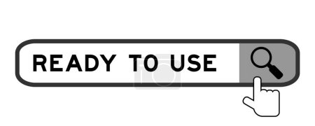 Banner de búsqueda en palabra listo para usar con icono de lupa de mano sobre fondo blanco