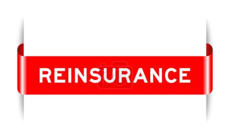Red color inserted label banner with word reinsurance on white background