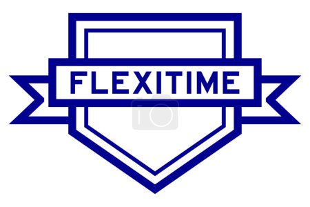 Vintage blue color pentagon label banner with word flexitime on white background
