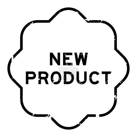 Grunge schwarzes neues Produktwort Gummidichtung Stempel auf weißem Hintergrund