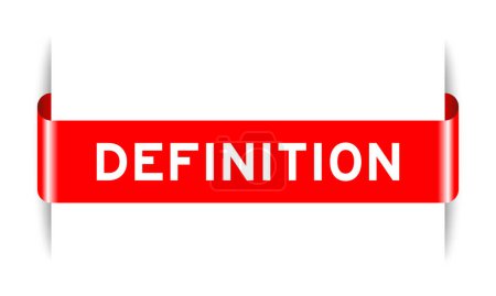 Bannière d'étiquette insérée de couleur rouge avec la définition de mot sur fond blanc