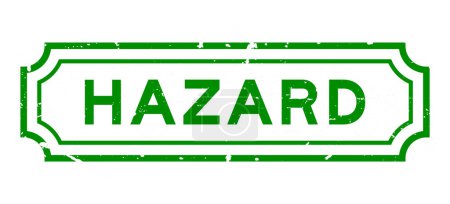 Grunge green hazard word rubber seal stamp on white background