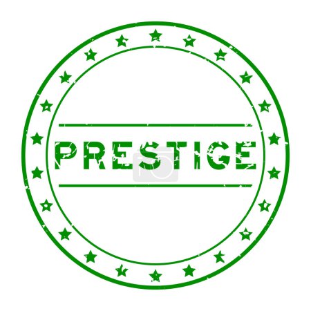 Grunge black prestige word round rubber seal stamp on white background