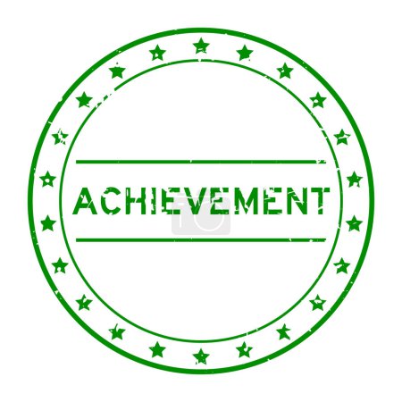 Grunge green achievement word round rubber seal stamp on white background