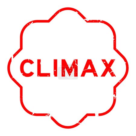 Grunge red climax word Gummidichtung Stempel auf weißem Hintergrund