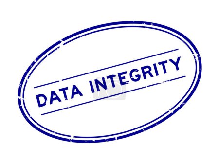 Ilustración de Grunge blue data integrity word oval rubber seal stamp on white background - Imagen libre de derechos