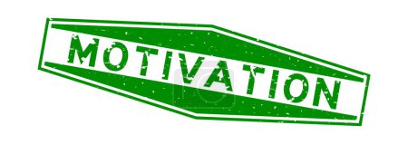 Grunge green motivation word hexagon rubber seal stamp on white background