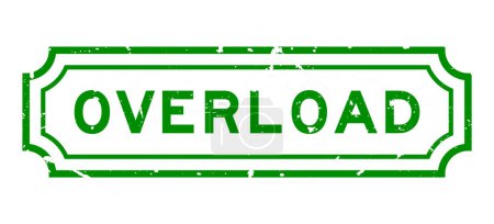 Illustration for Grunge green overload word rubber seal stamp on white background - Royalty Free Image