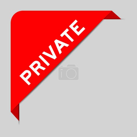 Rote Farbe des Ecketikettenbanners mit Wort privat auf grauem Hintergrund