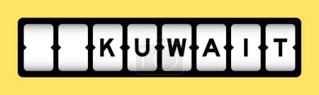 Schwarze Farbe im Wort Kuwait auf Schlitzbanner mit gelbem Hintergrund