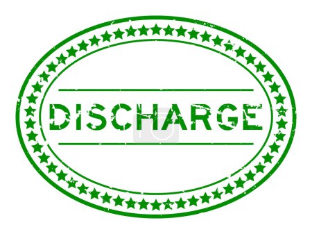 Grunge green discharge word oval rubber seal stamp on white background