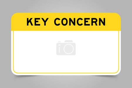 Beschriften Sie Banner mit gelber Überschrift mit Word Key Concert und weißem Kopierraum auf grauem Hintergrund