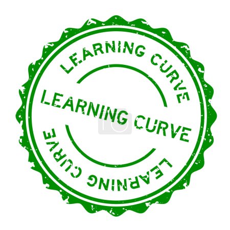 Grunge verde aprendizaje palabra curva ronda sello de goma sobre fondo blanco