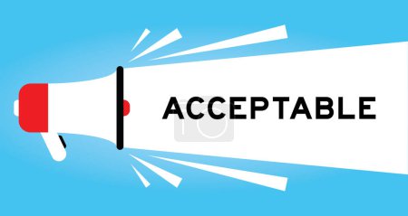 Illustration for Color megaphone icon with word acceptable in white banner on blue background - Royalty Free Image