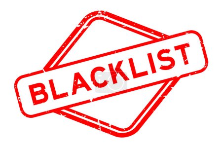 Téléchargez les illustrations : Grunge rouge liste noire mot caoutchouc sceau timbre sur fond blanc - en licence libre de droit
