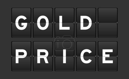 Flip board analógico de color negro con precio de oro de palabra sobre fondo gris