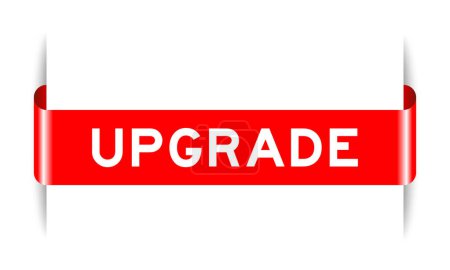 Rote Farbe eingefügtes Etikettenbanner mit Word Upgrade auf weißem Hintergrund