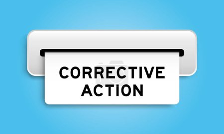 Ilustración de Banner de cupón blanco con la palabra acción correctiva de la máquina sobre fondo de color azul - Imagen libre de derechos