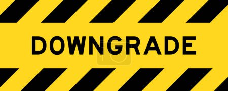 Color amarillo y negro con bandera de etiqueta de rayas de línea con la palabra downgrade